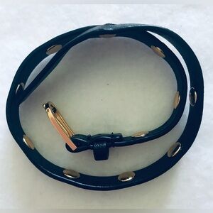 Tory Burch Elegant Black Leather Wrap Bracelet